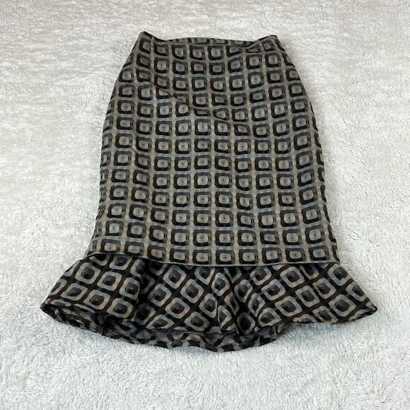 Casch by Gro Abrahamsson Geo print mermaid ruffle pencil skirt, 36 small - Picture 3 of 10